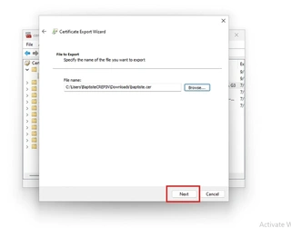 export wizard location