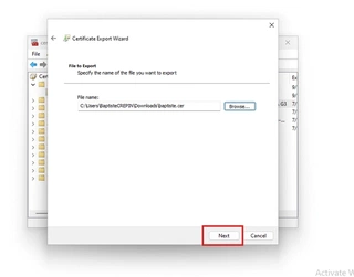 export wizard location